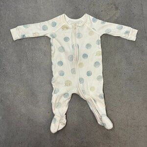 Pehr Baby Footed Onesie | Size 0–3M | Neutral Polka Dot | Like New